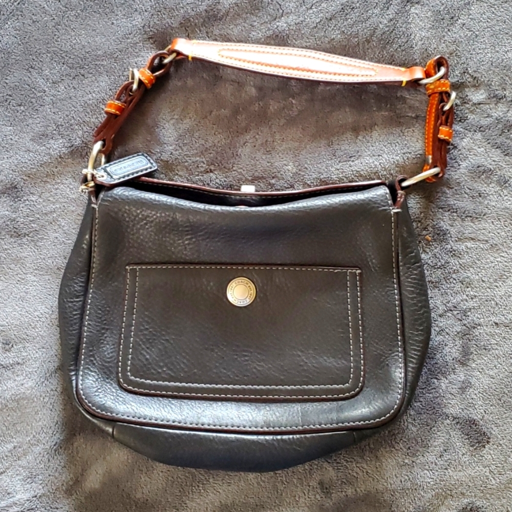 Authentic Black Leather Coach Handbag